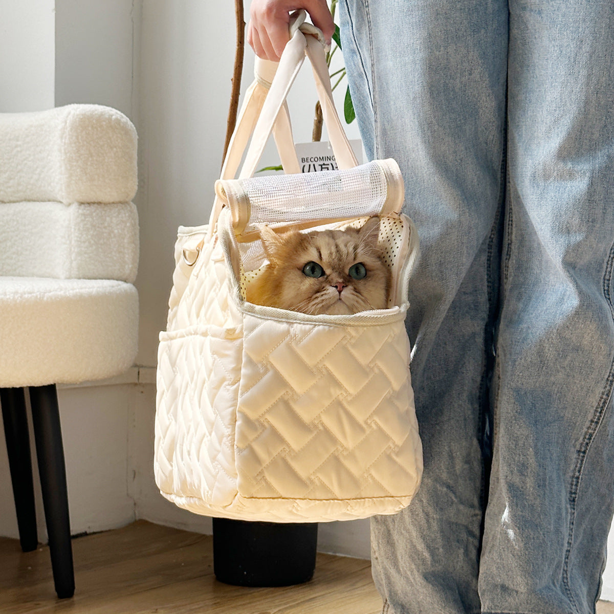 Breathable Canvas Pet Carrier for Cats & Dogs