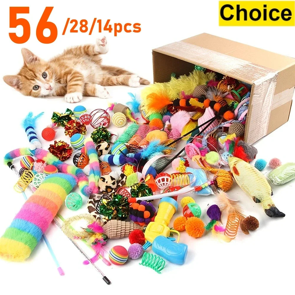 56/28/14 PCS Cat Toys Variety Pack
